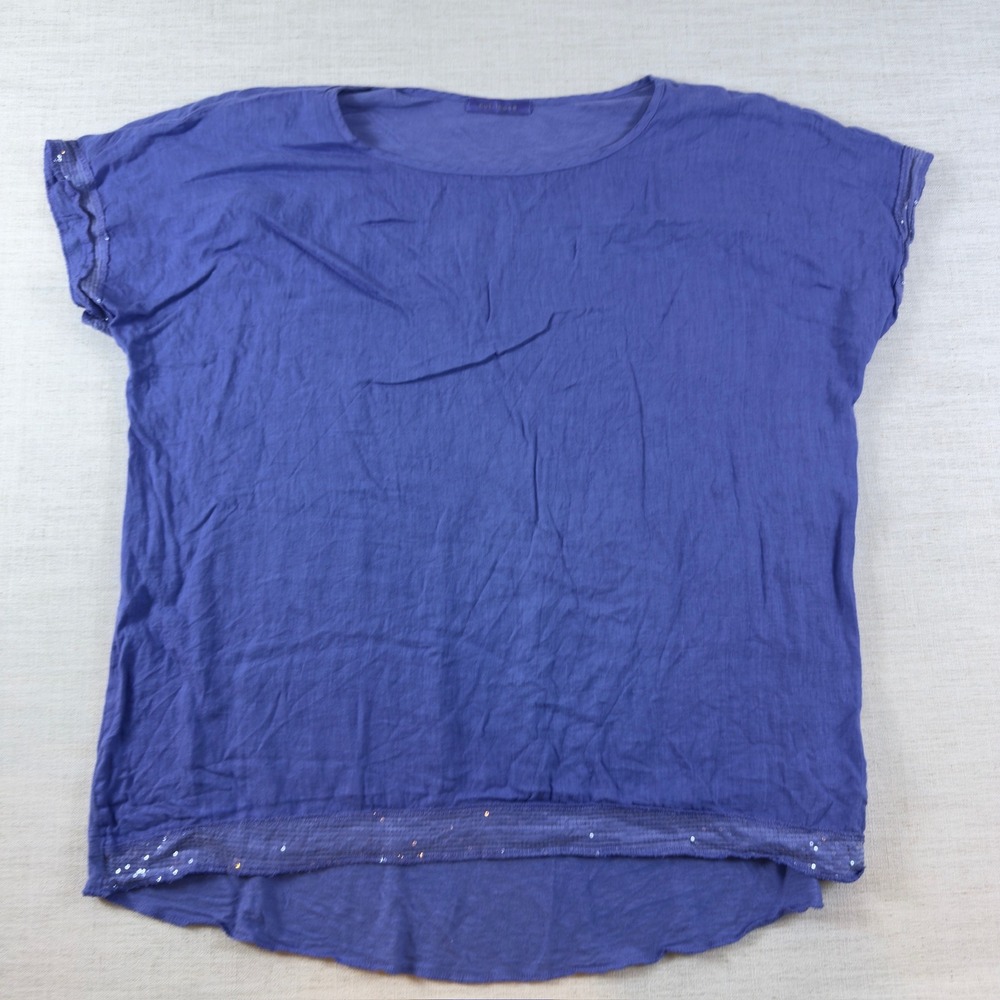 Cut Loose Purple Linen Cotton Sequin Trim High Low Top Style 5706368 One Size